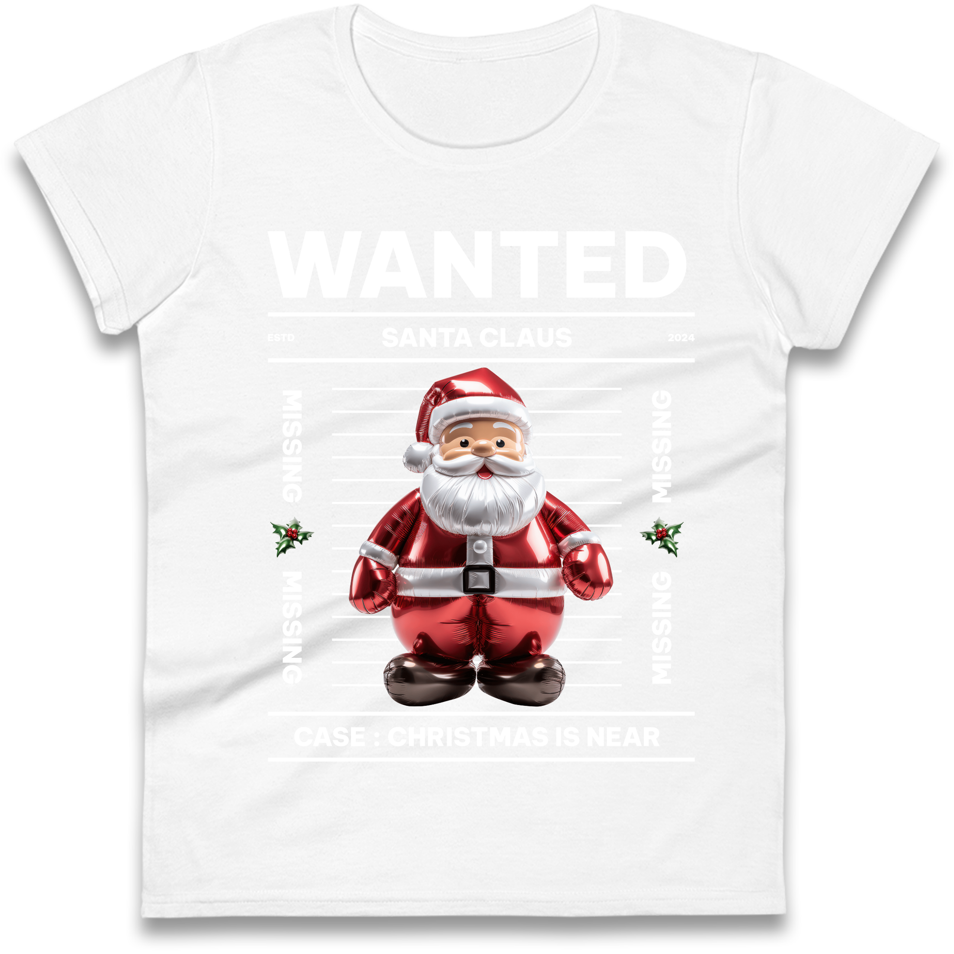 Wanted Santa Claus Christmas Ladies Shirt