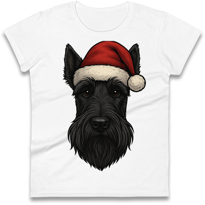 Scottish Terrier Face Christmas Ladies Shirt