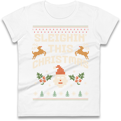 Sleighin This Christmas Christmas Ladies Shirt