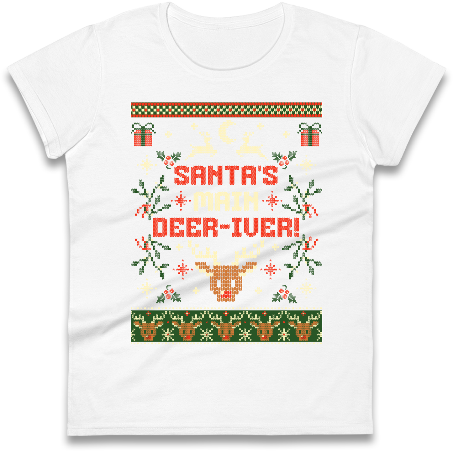 Santas Main Deer iver Christmas Ladies Shirt