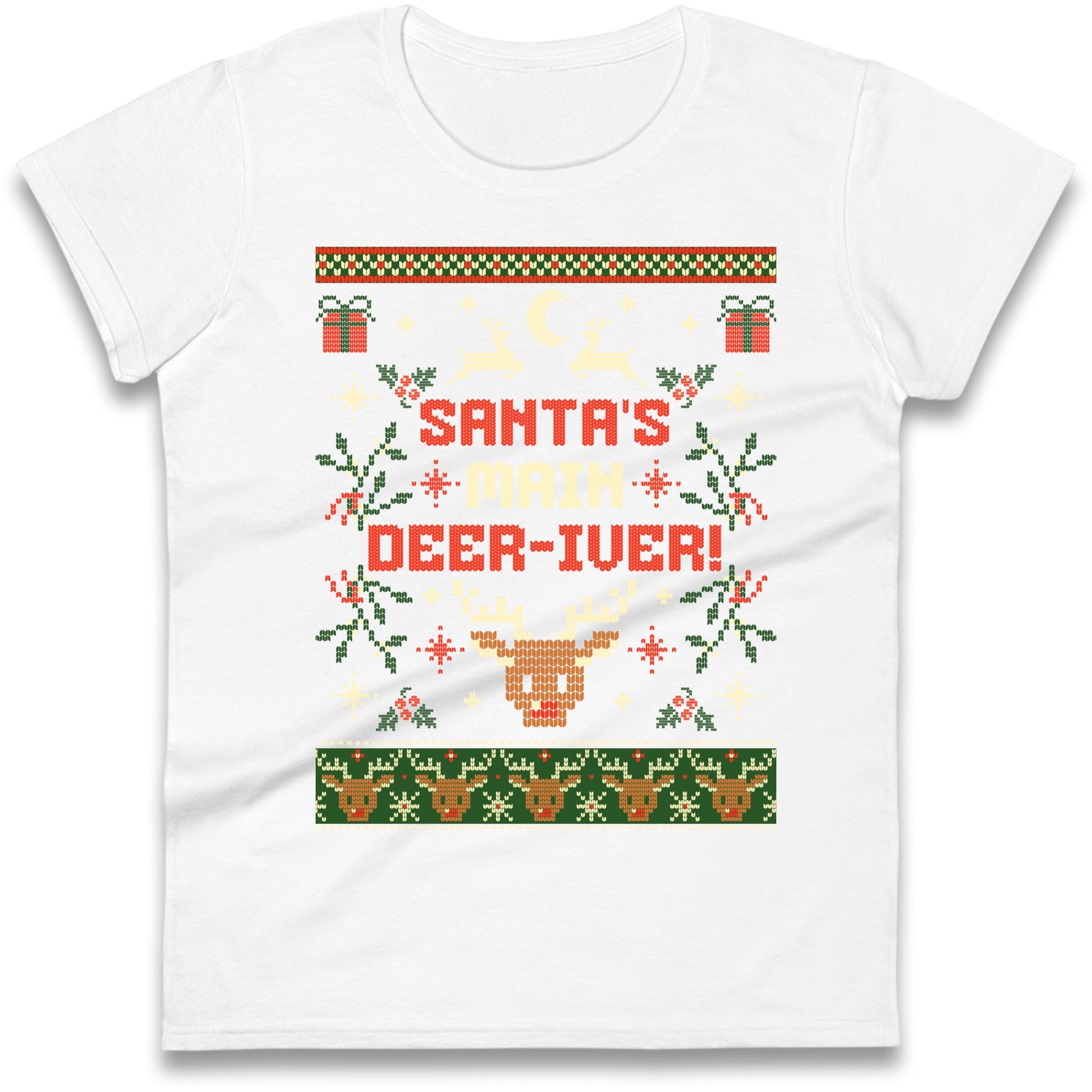 Santas Main Deer iver Christmas Ladies Shirt