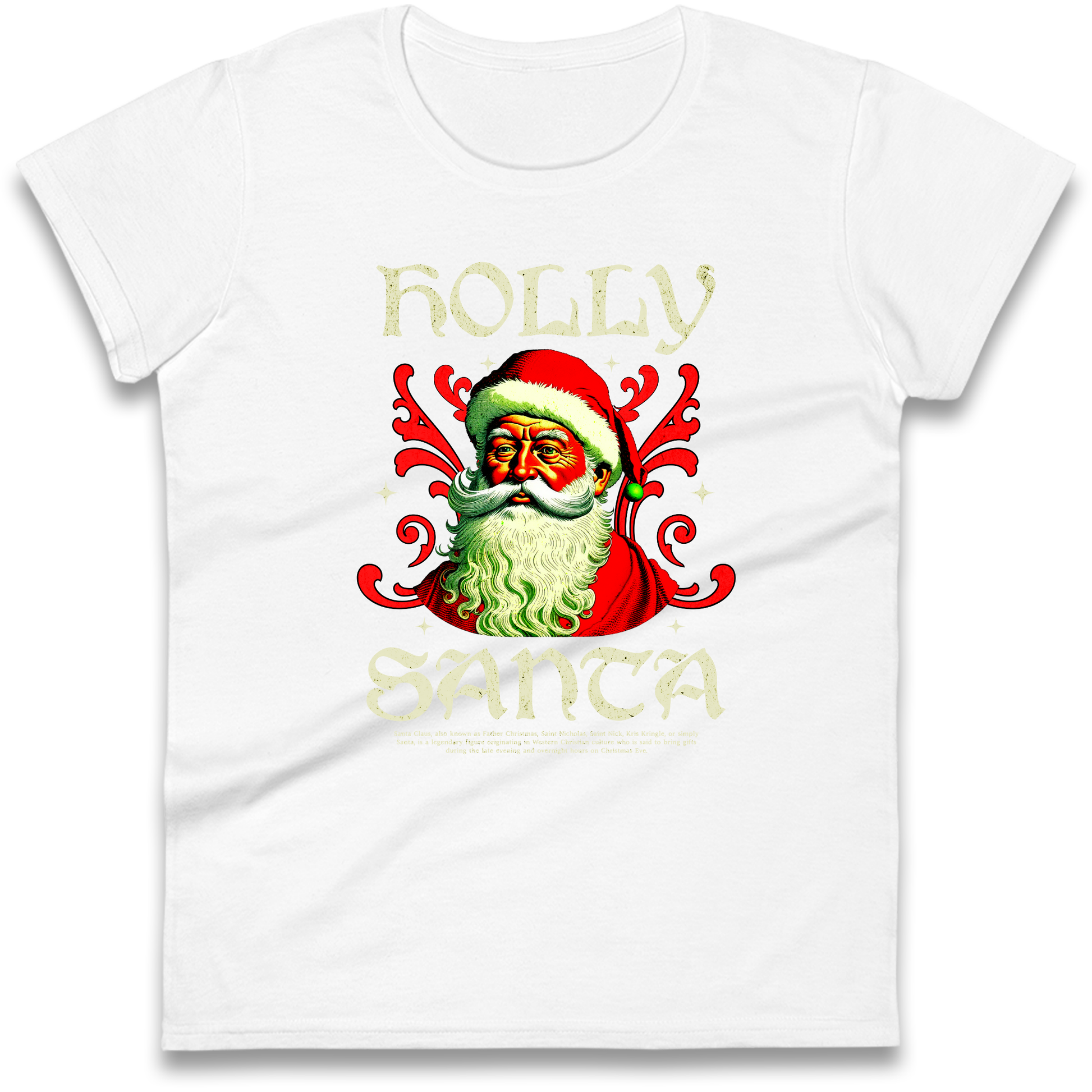 Holly Santa Christmas Ladies Shirt