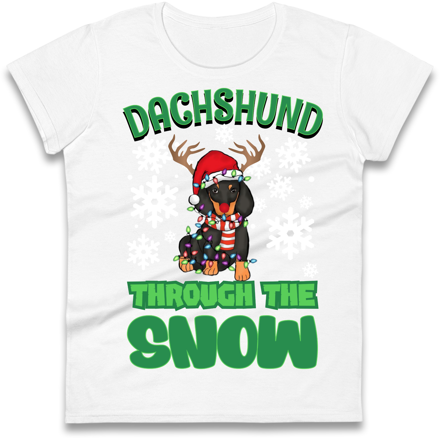 Dachshund Through The Snow Christmas Ladies Shirt
