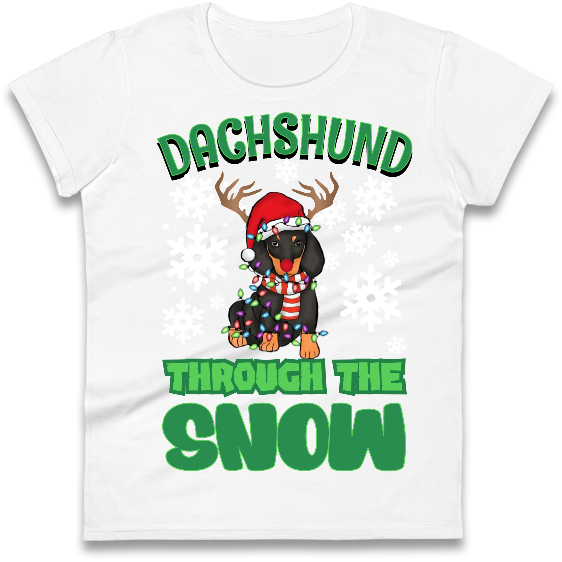 Dachshund Through The Snow Christmas Ladies Shirt