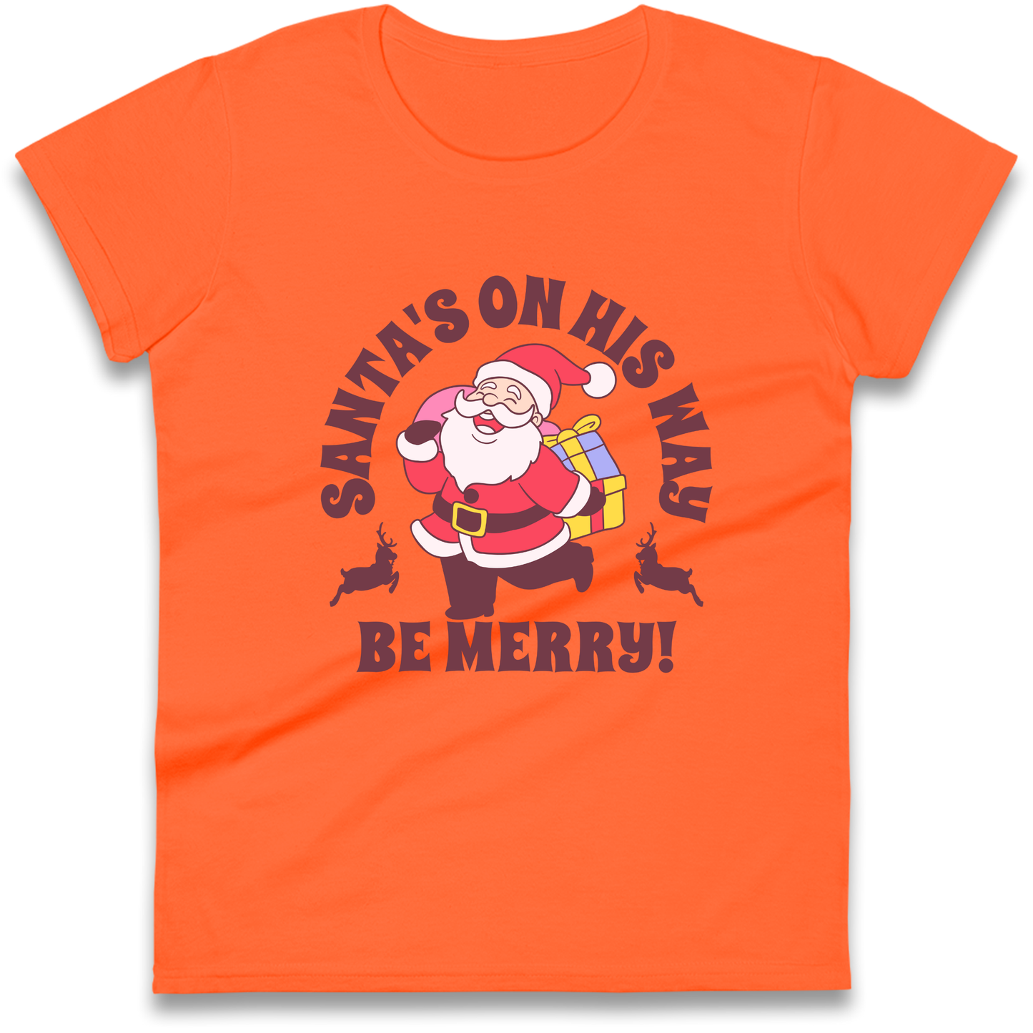 Santa's On His Way Christmas Ladies Shirt
