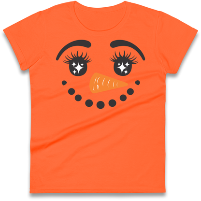 Snowman Face Christmas Ladies Shirt