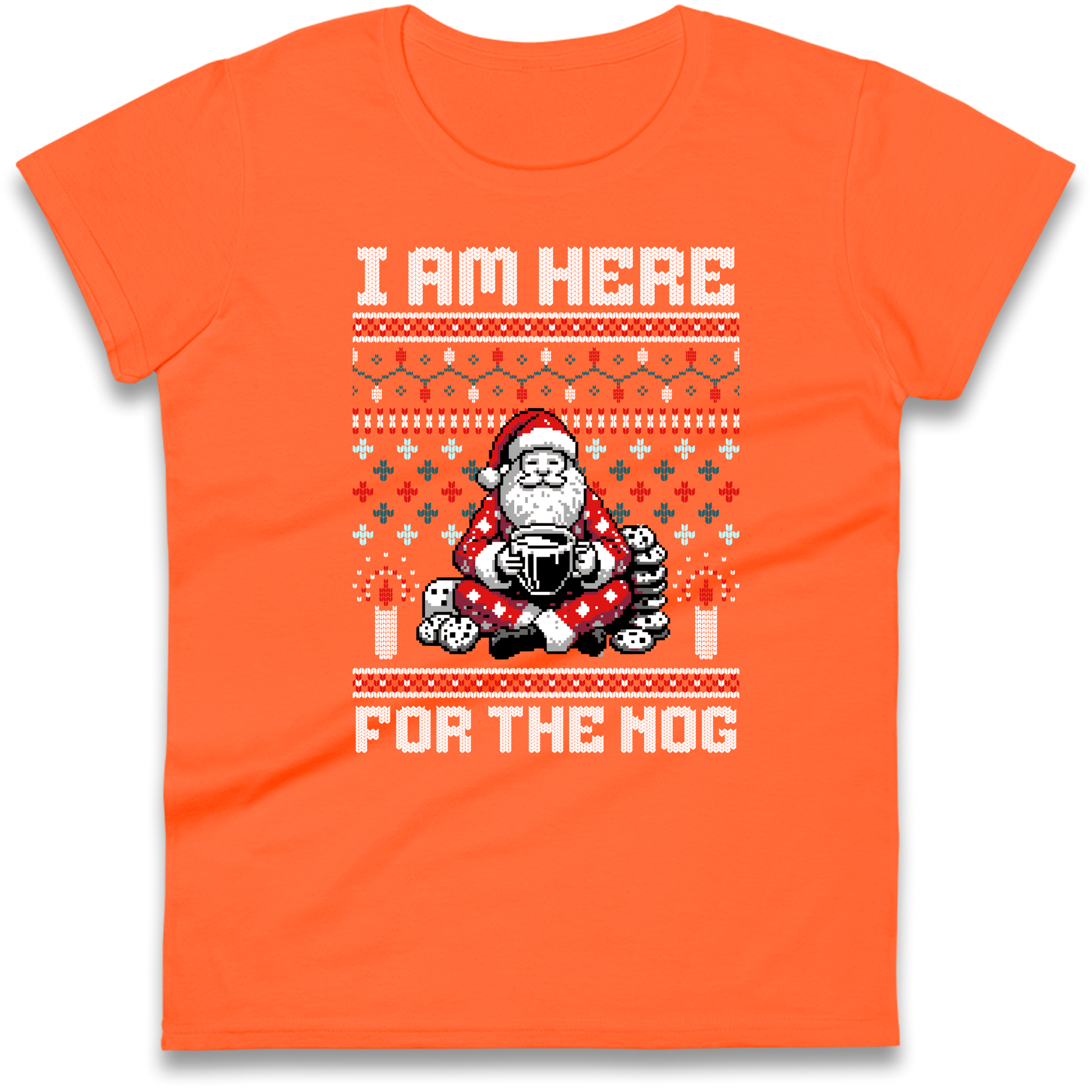 I am Here For The Nog Christmas Ladies Shirt
