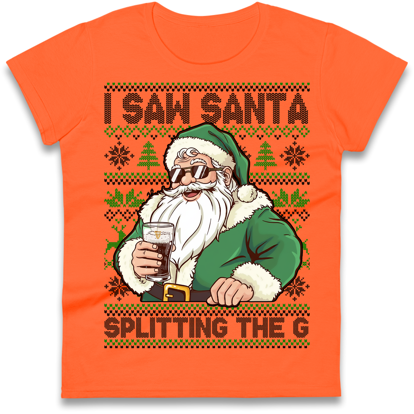Santa Splitting The G Ladies Shirt
