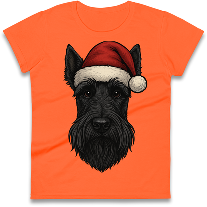 Scottish Terrier Face Christmas Ladies Shirt