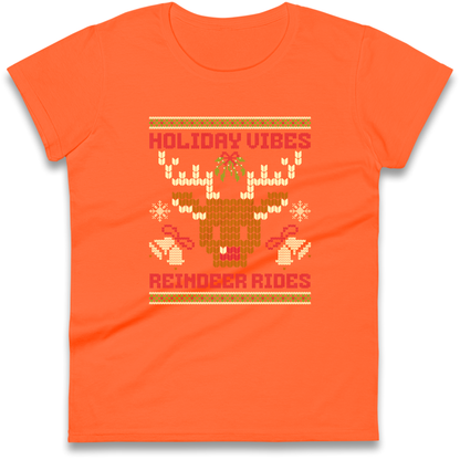 Holiday Vibes Reindeer Rides Christmas Ladies Shirt