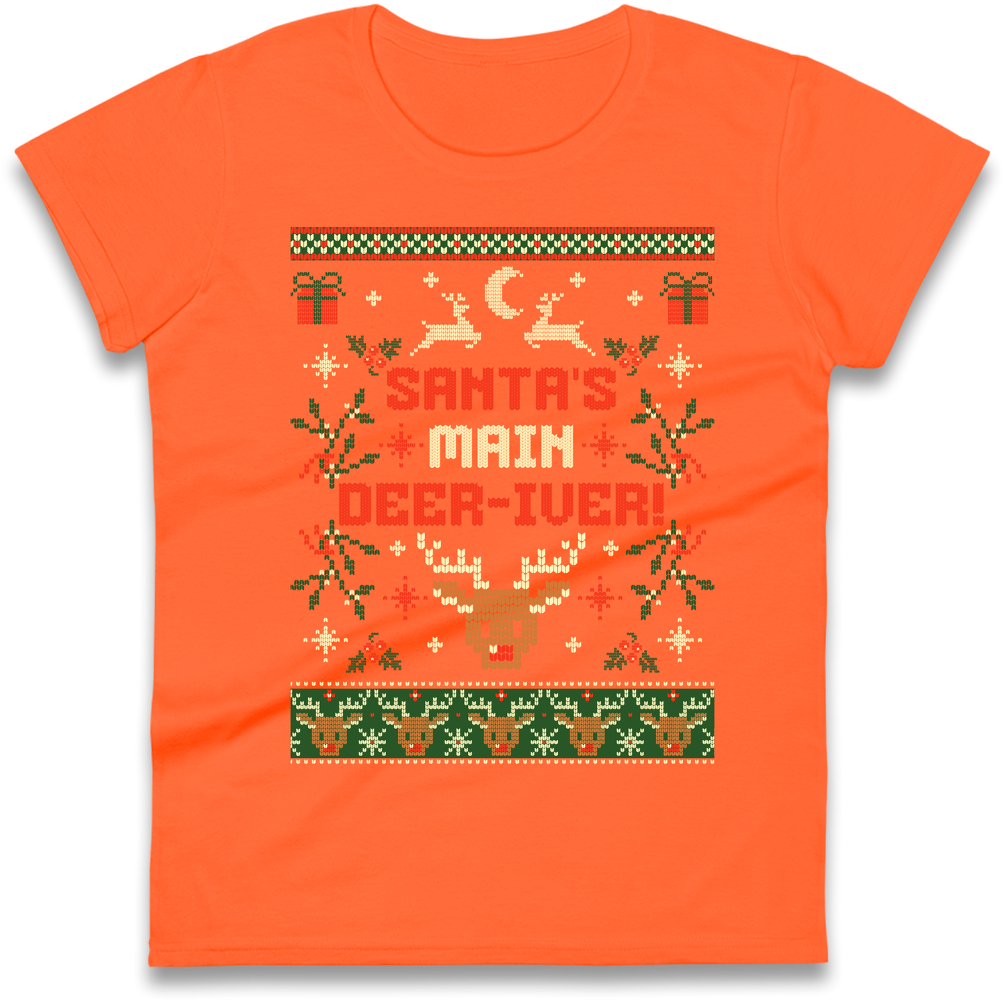Santas Main Deer iver Christmas Ladies Shirt