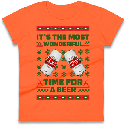 Its The Most Wonderful Time for A Beer Stella Christmas Ladies Shirt