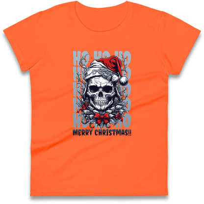 HO HO HO Santa Skelington Christmas Ladies Shirt