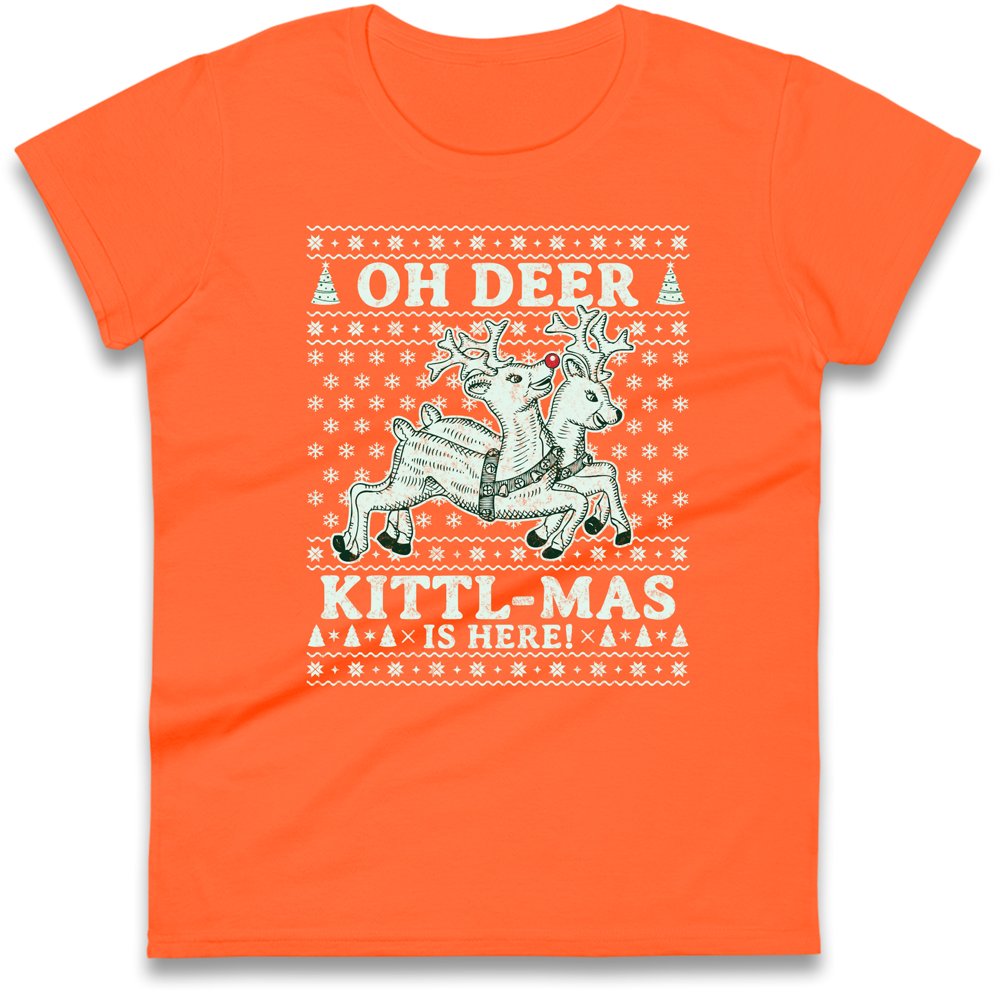 Oh Deer Kittl Mas Is Here Christmas Ladies Shirt