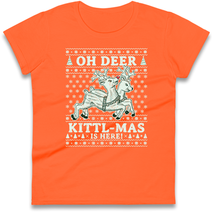 Oh Deer Kittl Mas Is Here Christmas Ladies Shirt