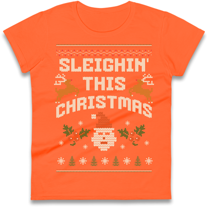 Sleighin This Christmas Christmas Ladies Shirt