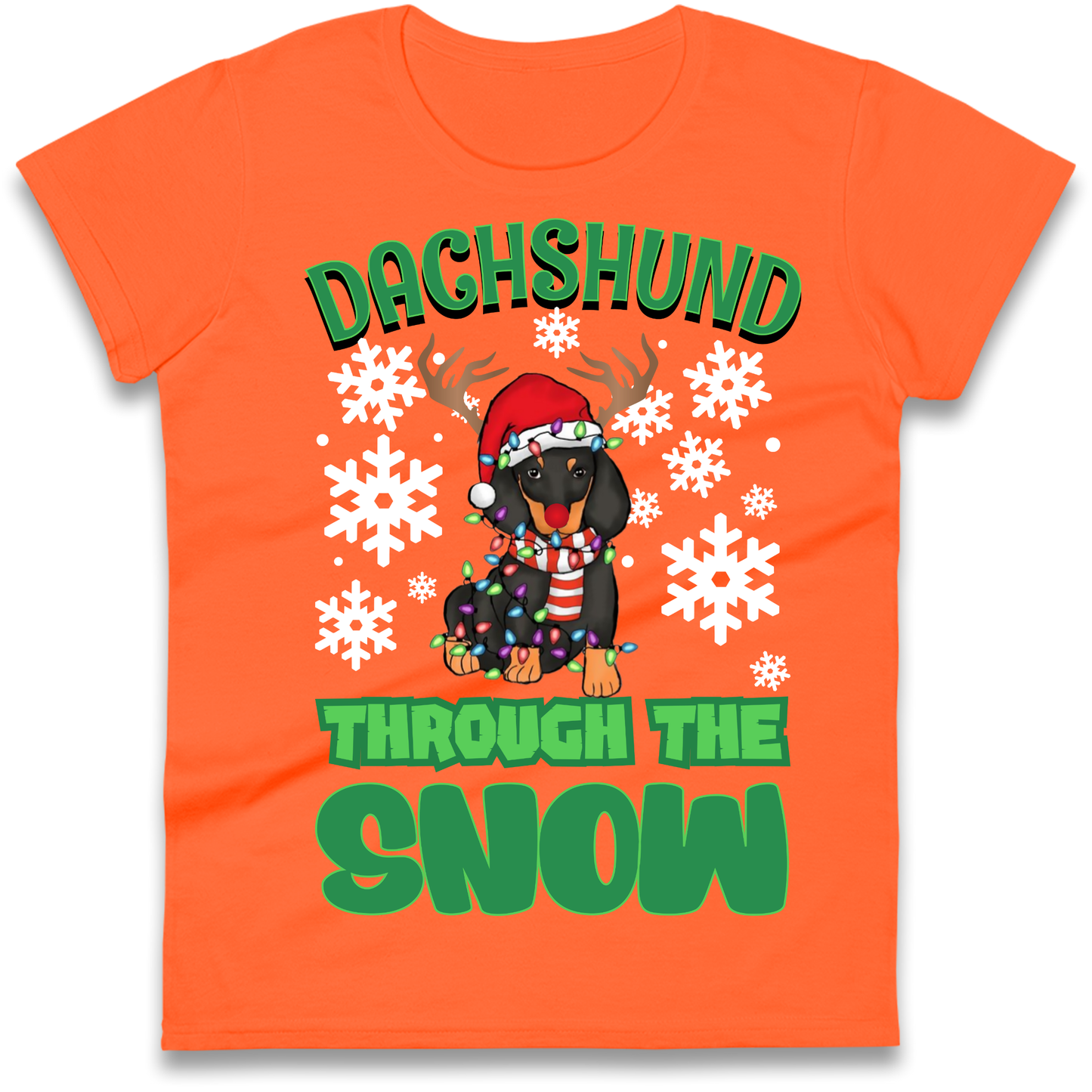 Dachshund Through The Snow Christmas Ladies Shirt