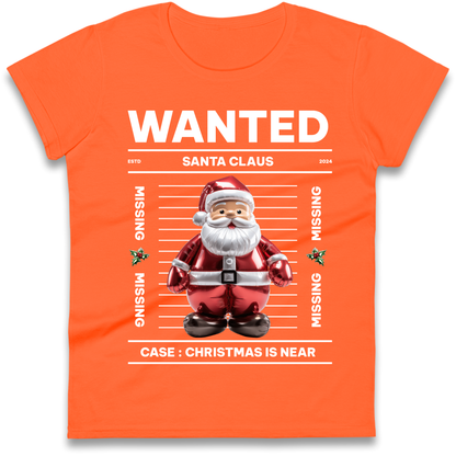 Wanted Santa Claus Christmas Ladies Shirt
