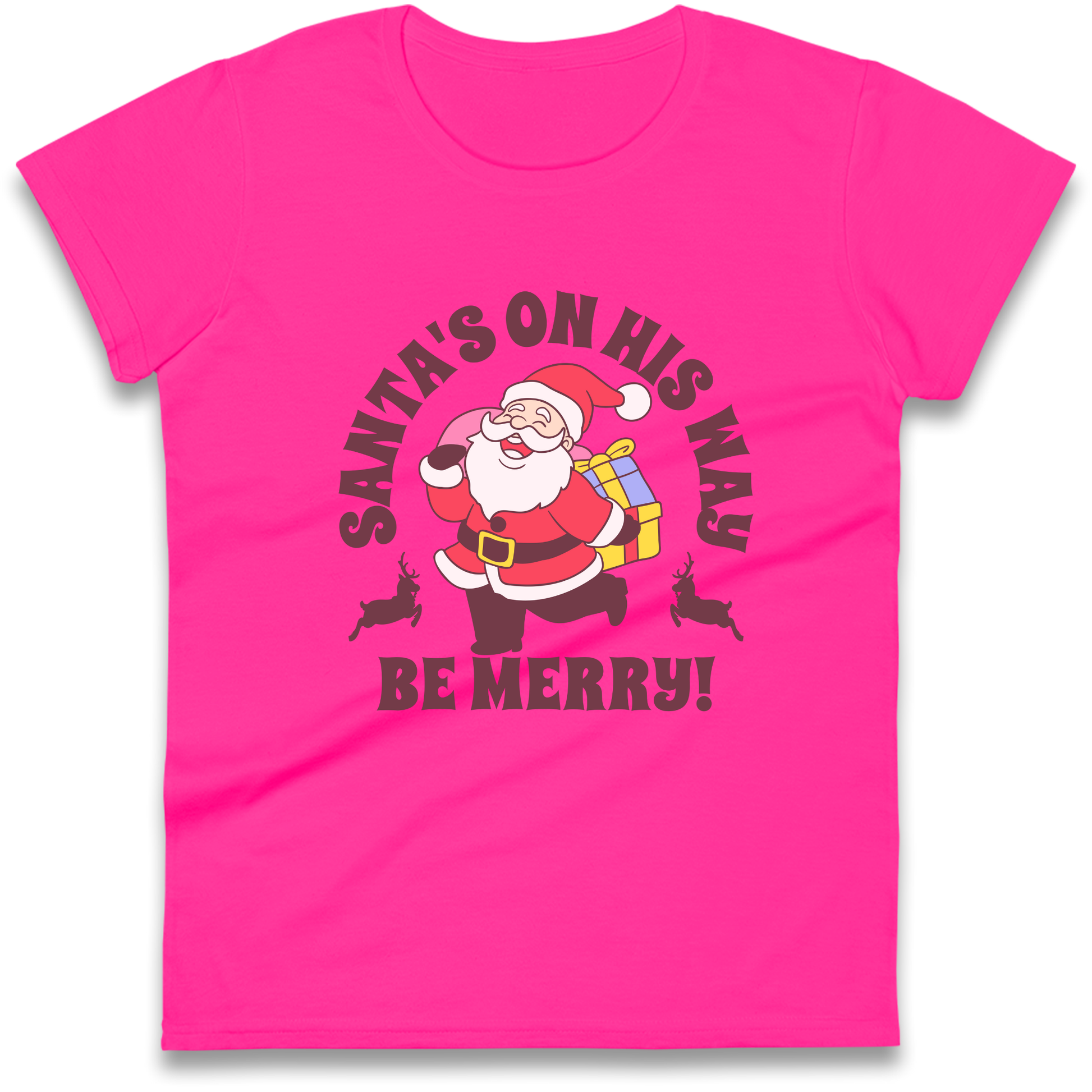 Santa's On His Way Christmas Ladies Shirt