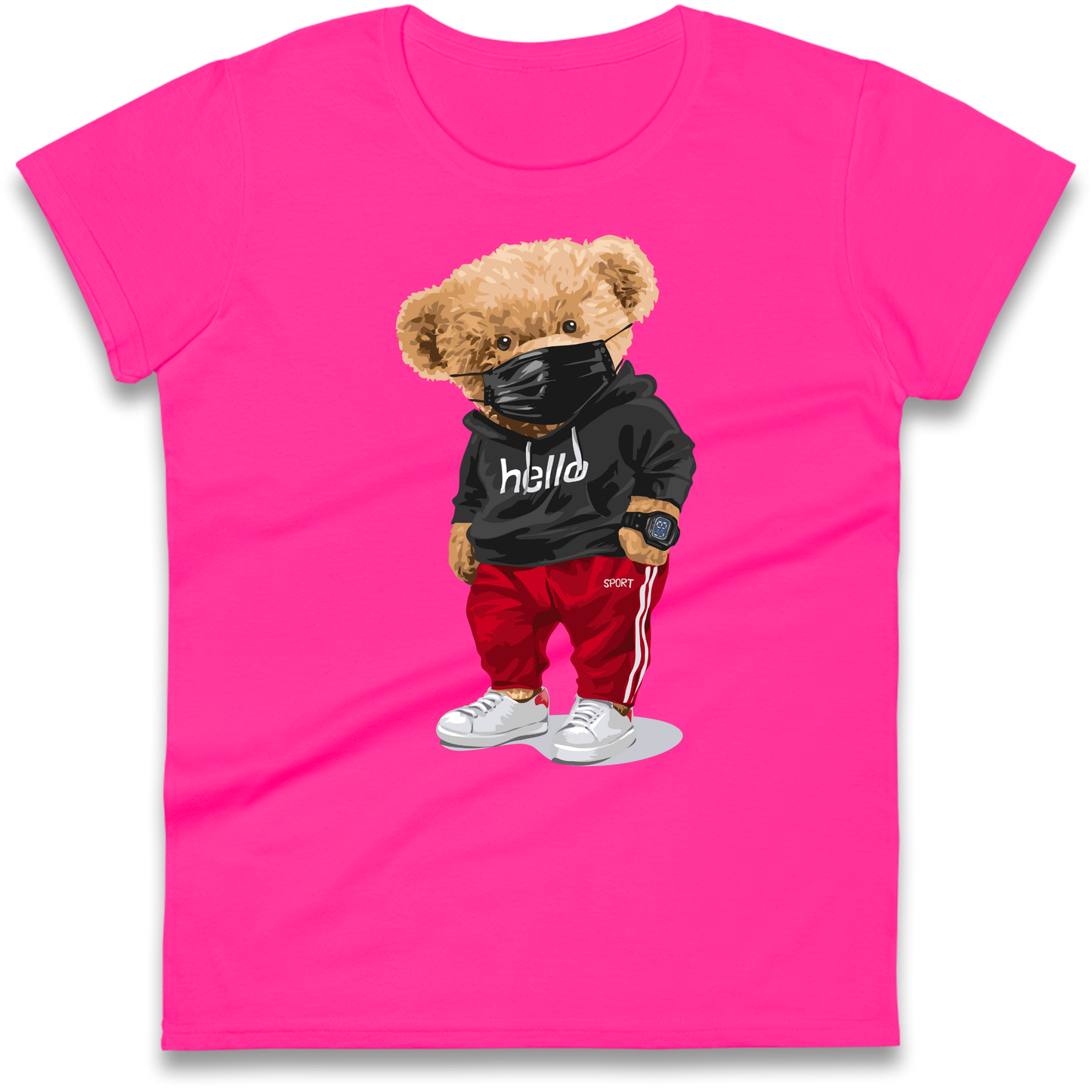 Teddy Bear Hello Streetwear Ladies Shirt
