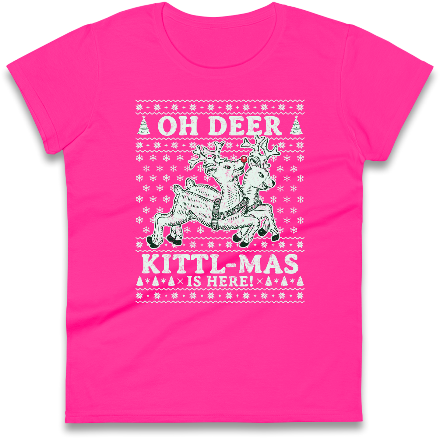 Oh Deer Kittl Mas Is Here Christmas Ladies Shirt