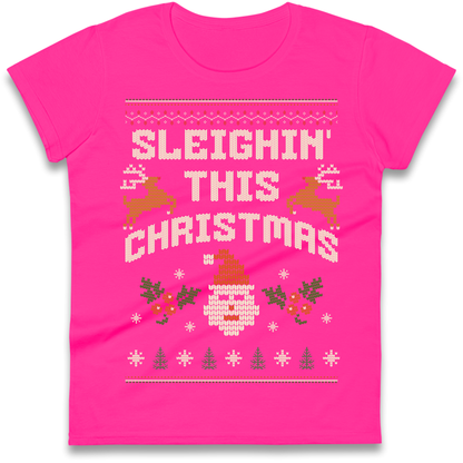 Sleighin This Christmas Christmas Ladies Shirt
