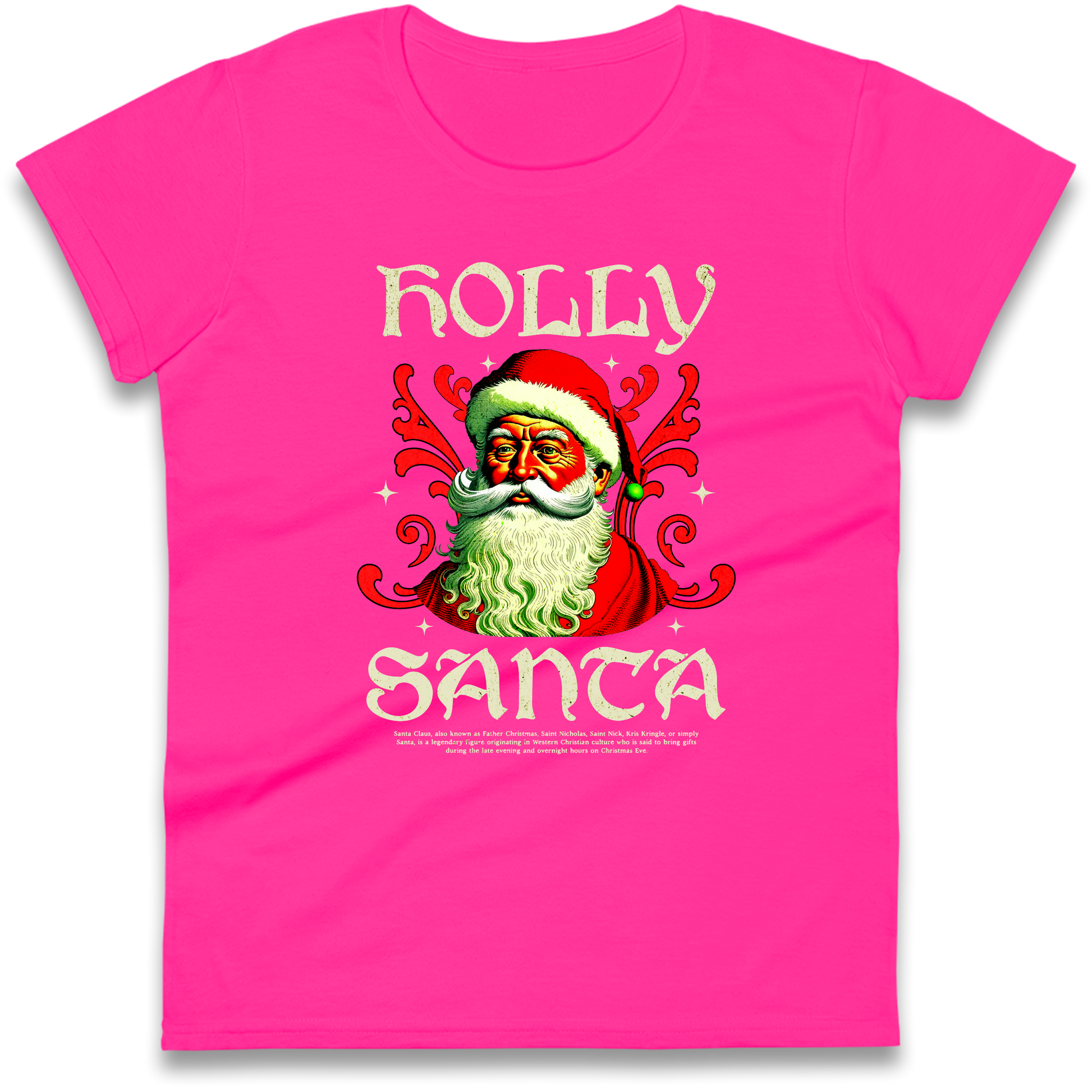 Holly Santa Christmas Ladies Shirt