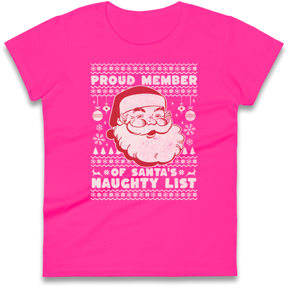 Proud Member Of Santas Naughty List Christmas Ladies Shirt