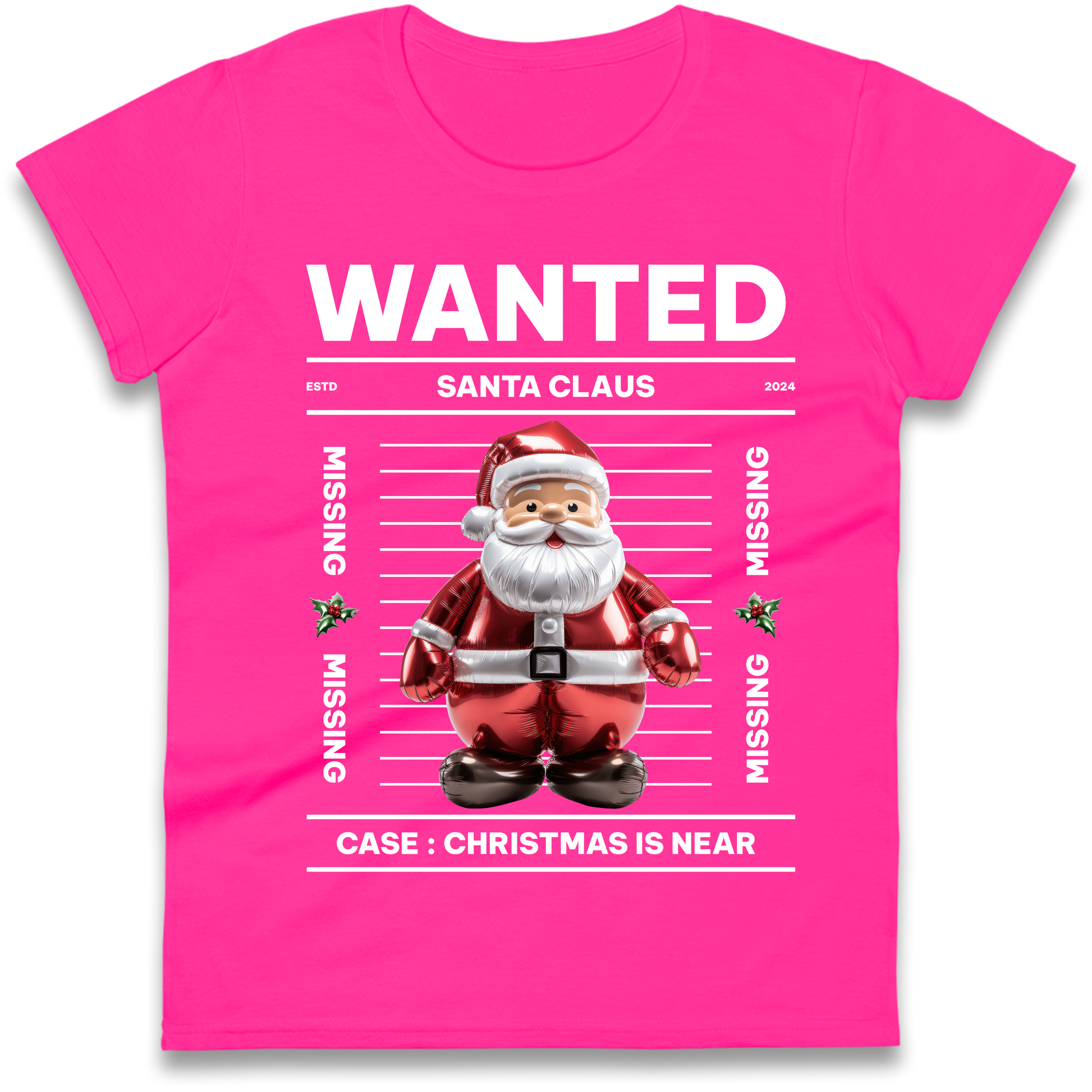 Wanted Santa Claus Christmas Ladies Shirt