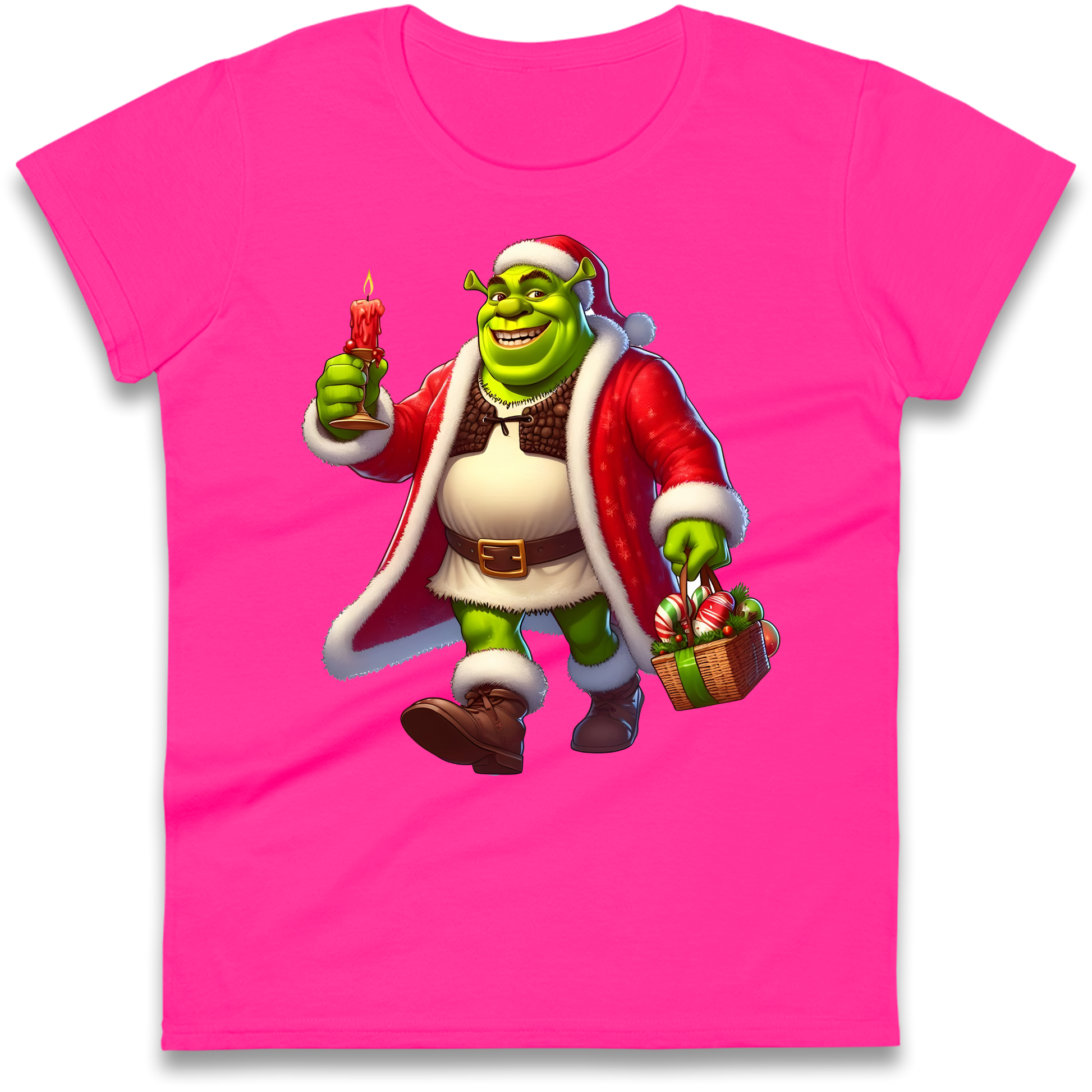 Shrek Santa Candle Ladies Shirt