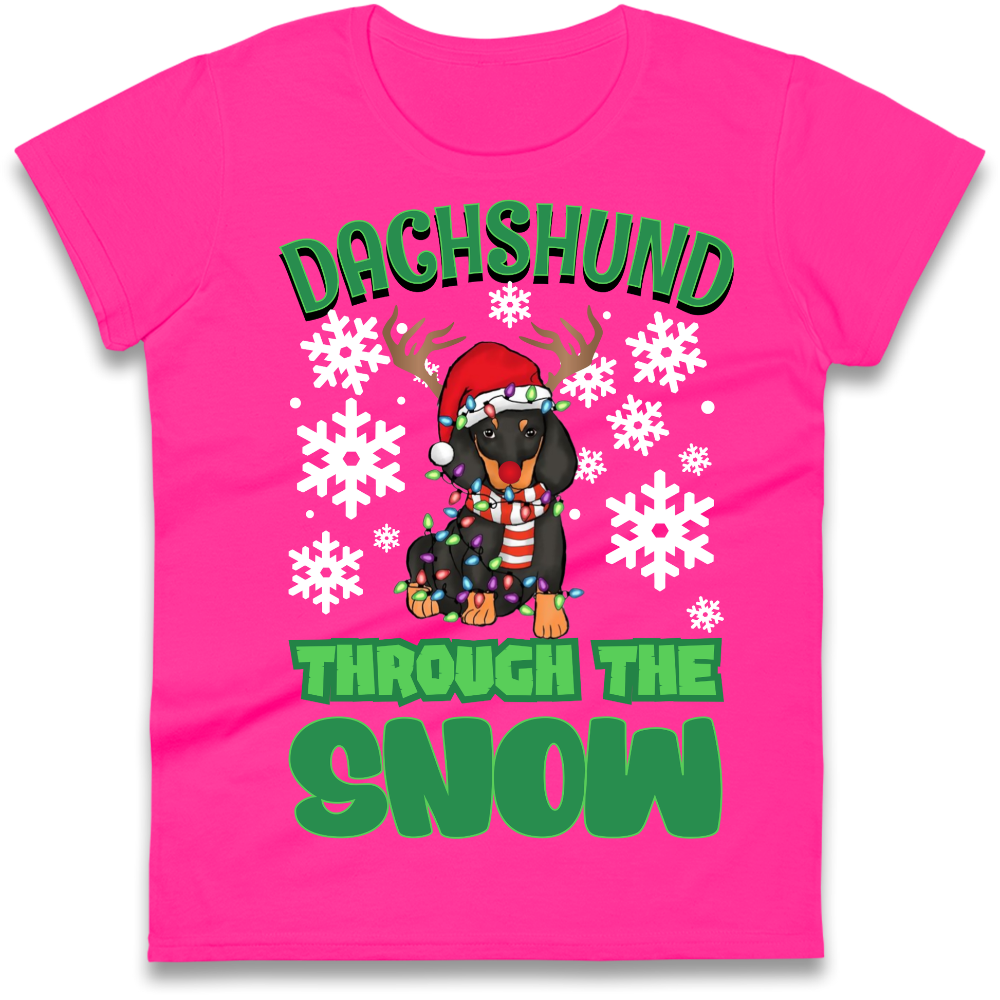 Dachshund Through The Snow Christmas Ladies Shirt