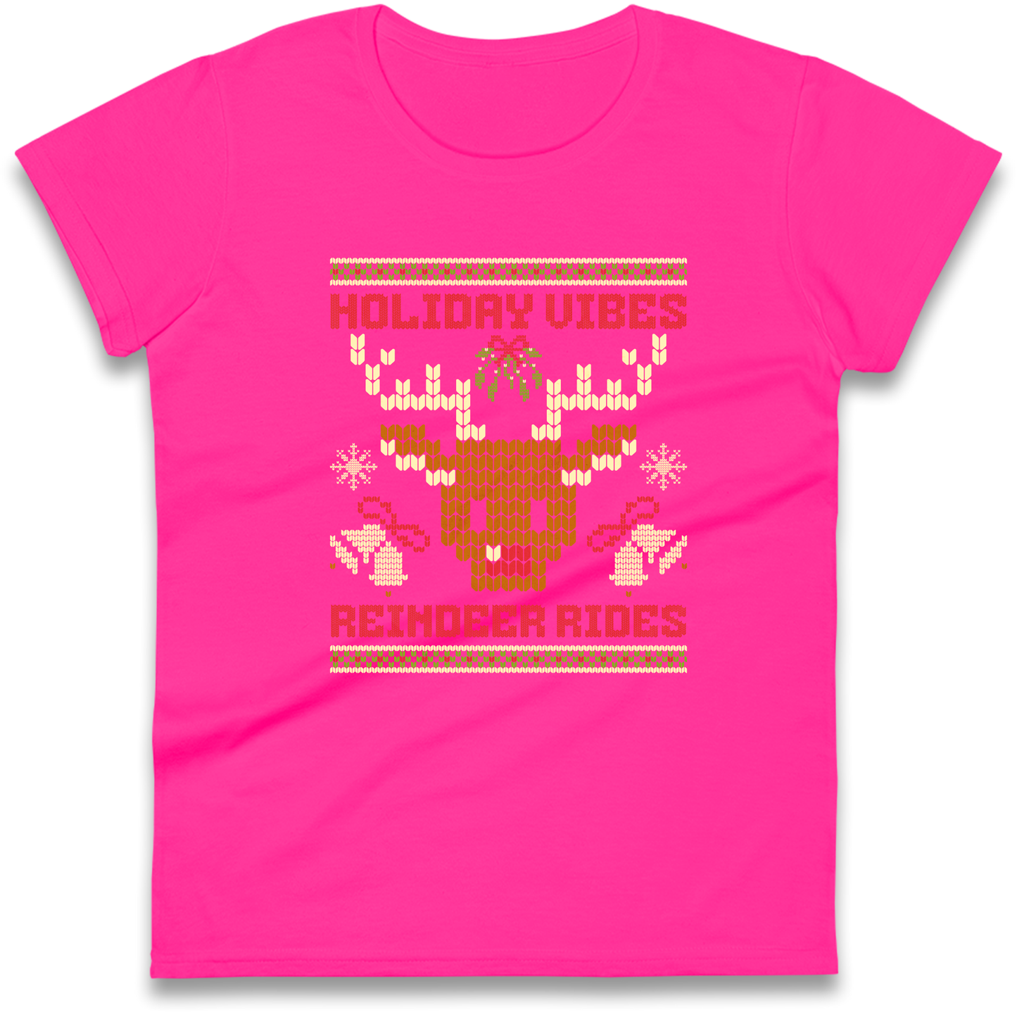 Holiday Vibes Reindeer Rides Christmas Ladies Shirt