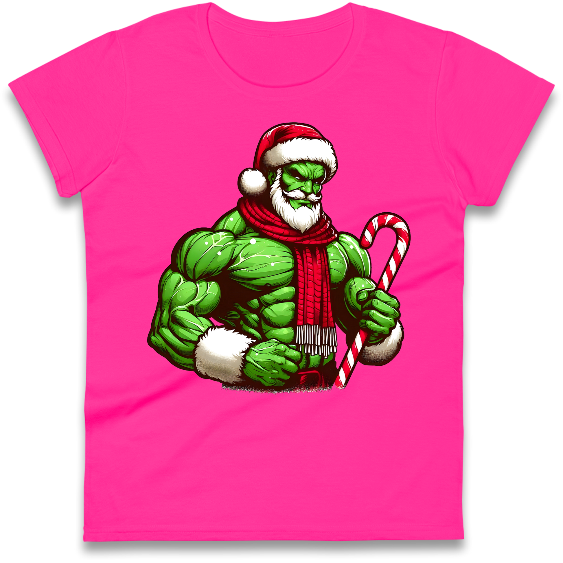 The Hulk Candy Cane Santa Ladies Shirt