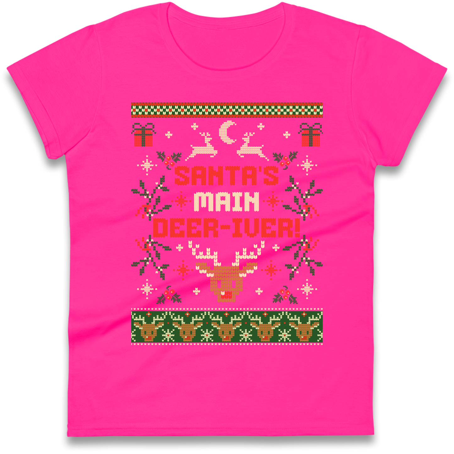 Santas Main Deer iver Christmas Ladies Shirt