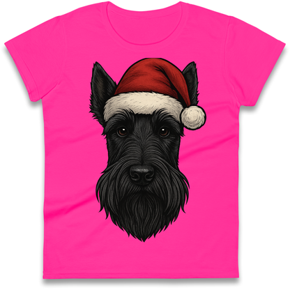 Scottish Terrier Face Christmas Ladies Shirt