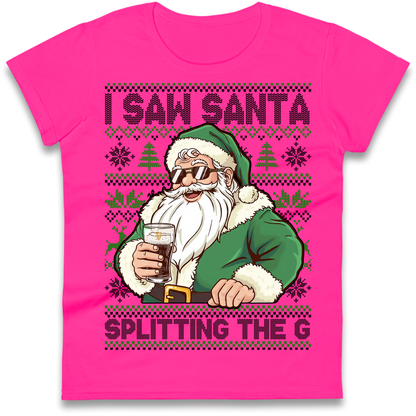 Santa Splitting The G Ladies Shirt