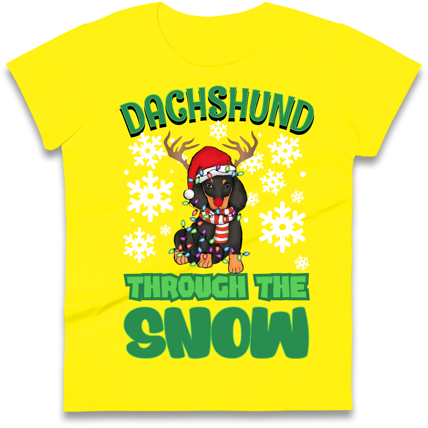 Dachshund Through The Snow Christmas Ladies Shirt