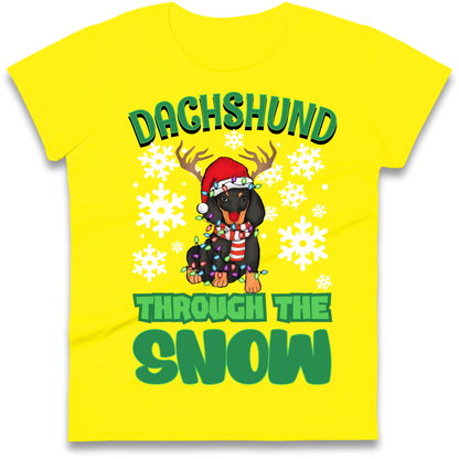 Dachshund Through The Snow Christmas Ladies Shirt
