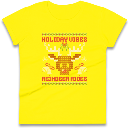 Holiday Vibes Reindeer Rides Christmas Ladies Shirt