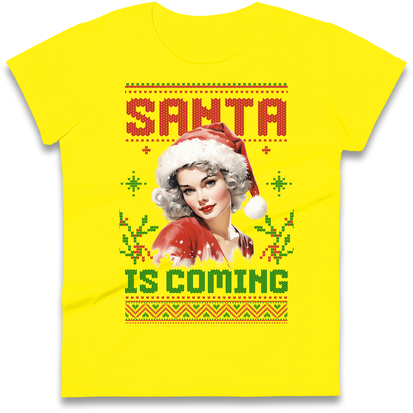 Santa is Coming Christmas Ladies Shirt