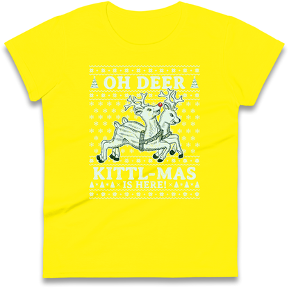 Oh Deer Kittl Mas Is Here Christmas Ladies Shirt