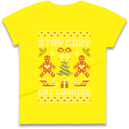 Stay Cozy Eat Cookies Christmas Ladies Shirt