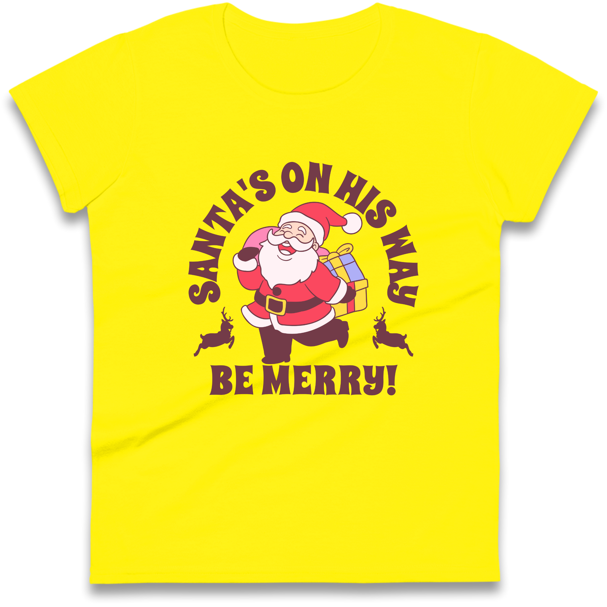 Santa's On His Way Christmas Ladies Shirt
