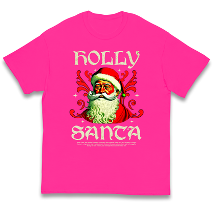 Holly Santa Christmas kids t shirt