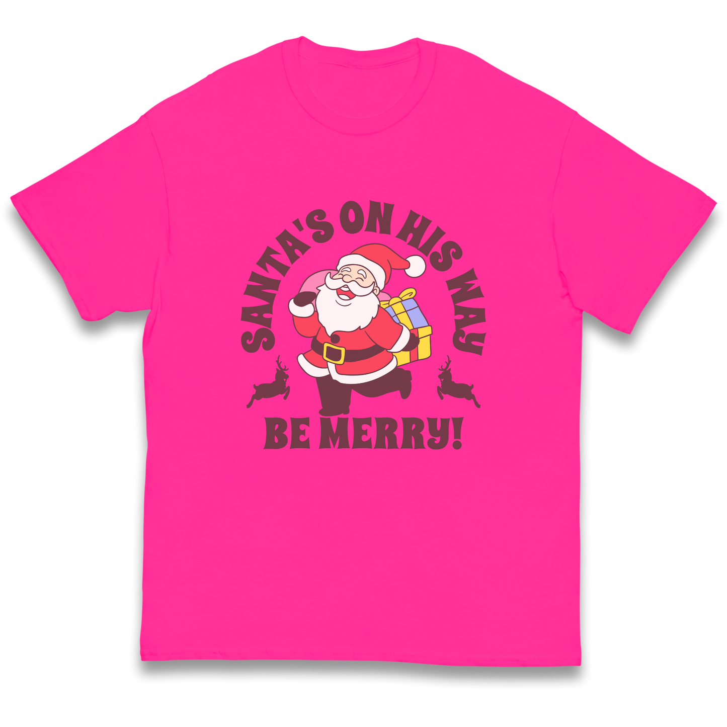 Santa's On His Way Christmas kids t shirt