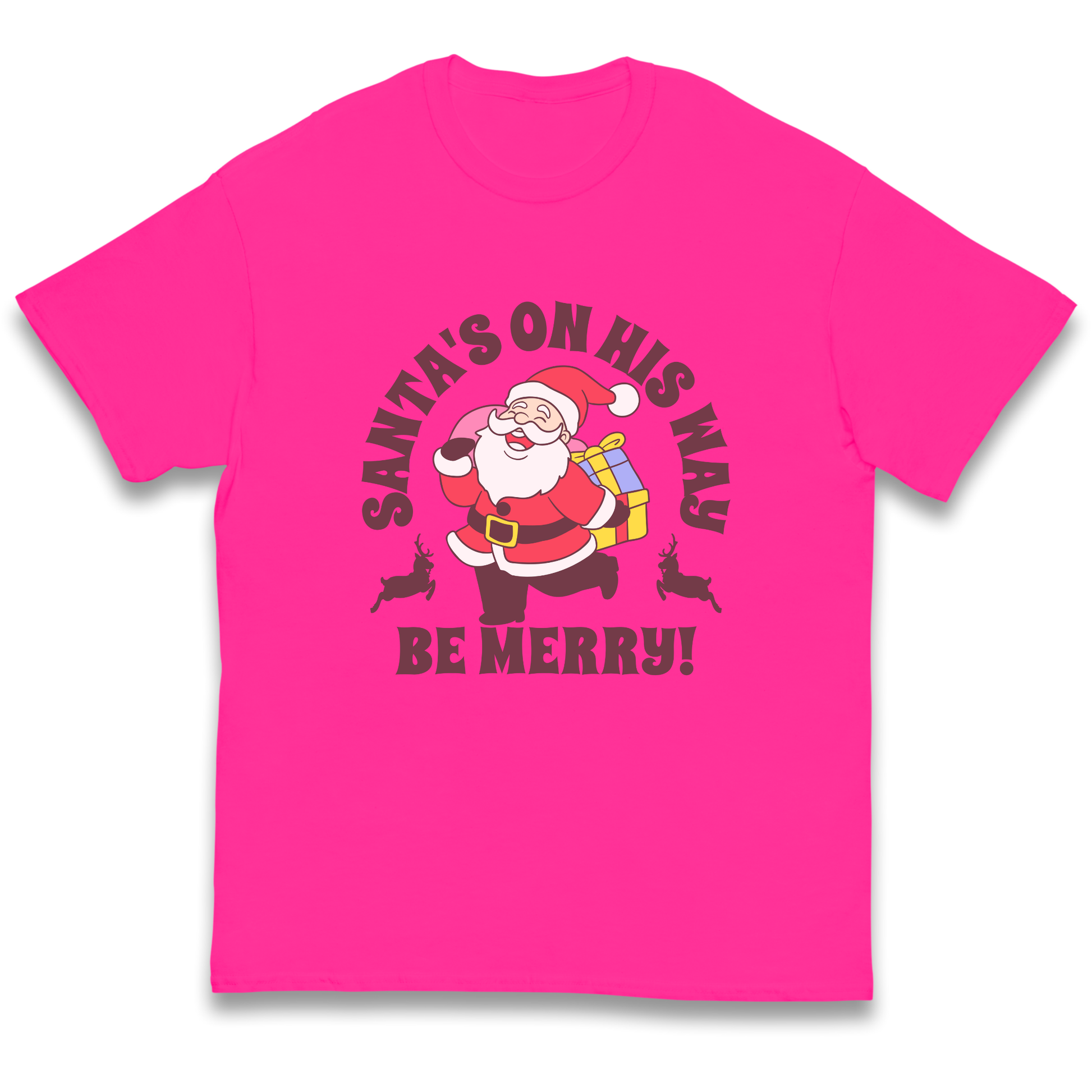 Santa's On His Way Christmas kids t shirt