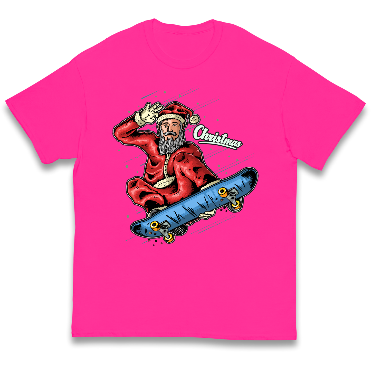Santa Skateboarding Christmas kids t shirt