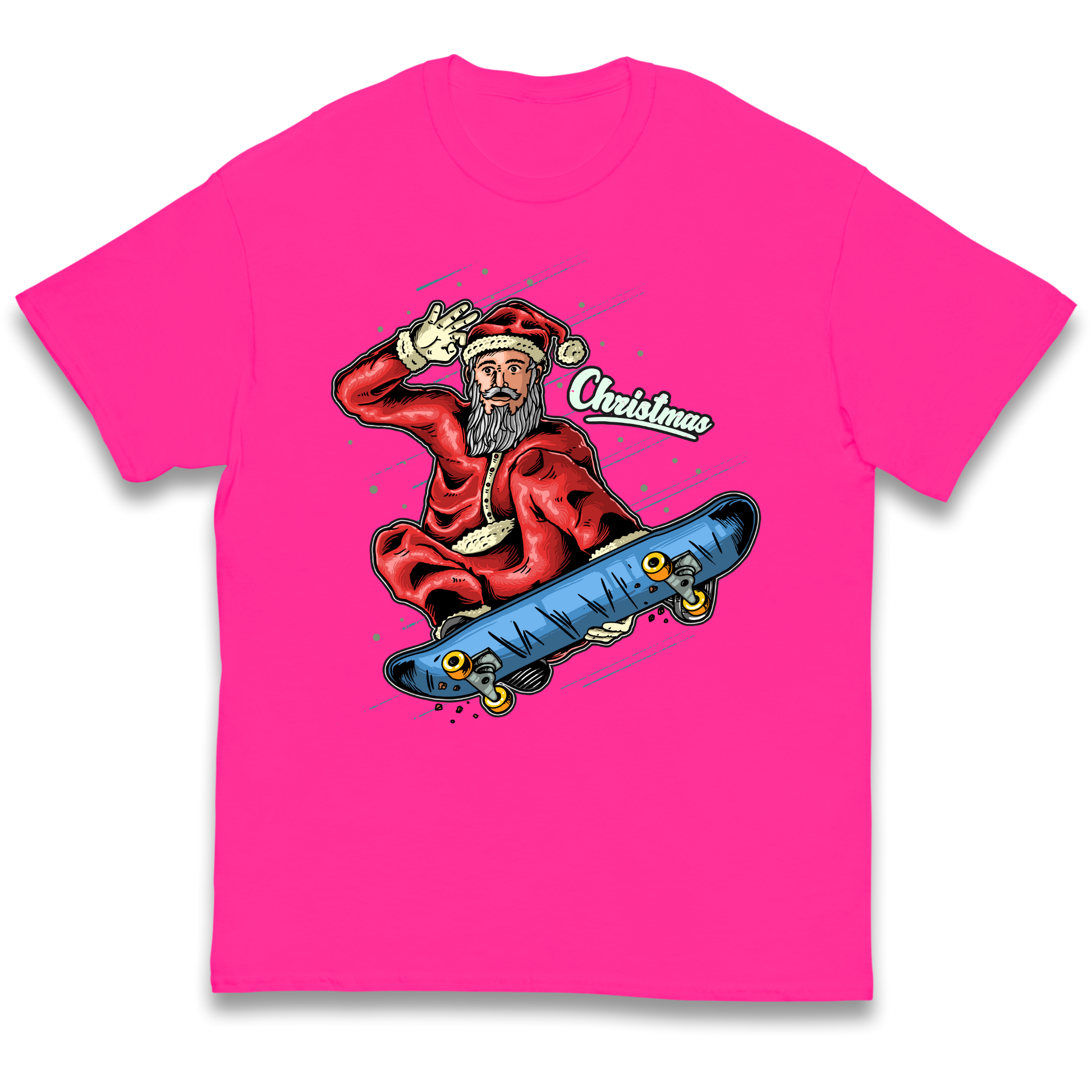 Santa Skateboarding Christmas kids t shirt