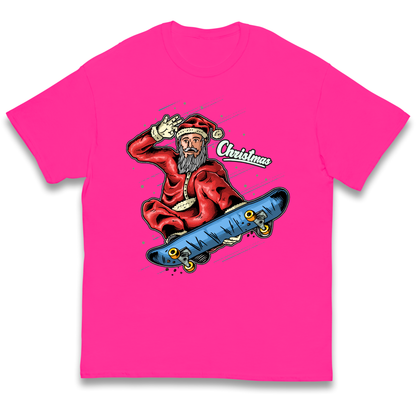 Santa Skateboarding Christmas kids t shirt