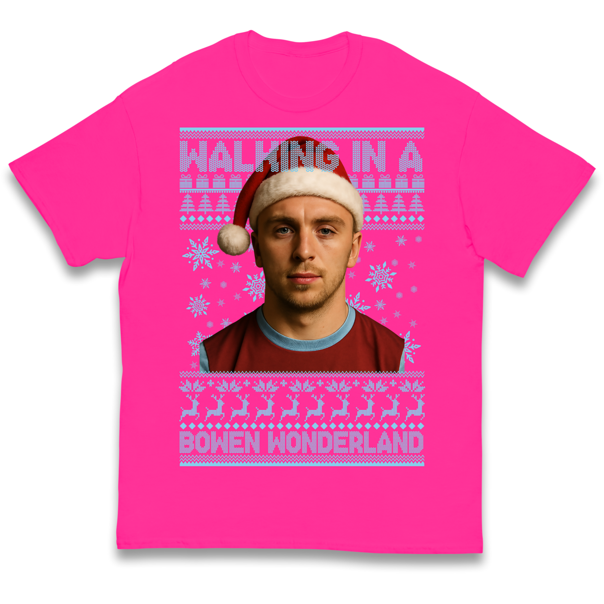 Jared Bowen walking in a Bowen Wonderland Christmas kids t shirt
